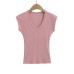 Elastic Fitted V-neck Short Sleeve Casual Crop Top