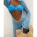 Blue Separated Swimsuit Steel Support Bikini Sexy Swimwear Women's Mesh Skirt Set