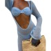 Blue Separated Swimsuit Steel Support Bikini Sexy Swimwear Women's Mesh Skirt Set