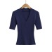 V-neck mid sleeve elastic slim fit T-shirt