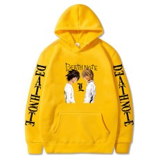 Loose Fleece Hoodie with Death Note Design Loose Fleece Hoodie with Death Note Design