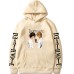 Loose Fleece Hoodie with Death Note Design