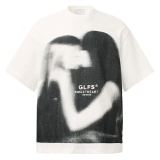 High Street Abstract Print Short Sleeve T-Shirt Loose  Half Sleeve