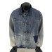 Splicing contrasting denim jacket with loose button closure