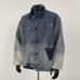 Splicing contrasting denim jacket with loose button closure
