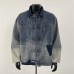 Splicing contrasting denim jacket with loose button closure