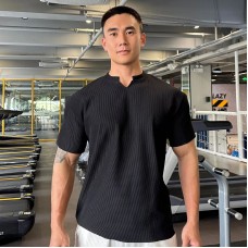 Loose and minimalist pullover muscle loose V-neck t-shirt