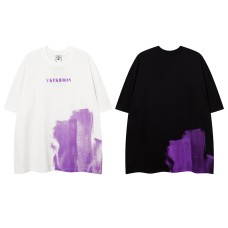 Drop Shoulder Loose Round Neck T-Shirt Double Layer Letter