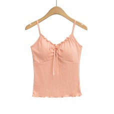 Ruffle V-Neck Bowknot Strapless Crop Top