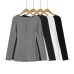 Crew Neck Buttoned Fitted Long Sleeve T-Shir Crew Neck Buttoned Fitted Long Sleeve T-Shir
