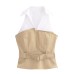 Women's Clothing INS Internet Celebrity Versatile Classic New Women's Clothing Halter Neck Splicing Top