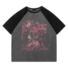 Short Sleeve T-Shirt Unisex Loose Casual Couple Velvet Tee