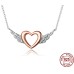 Heart-Shaped Necklace Love Wings Pendant Popular Two-Tone Plated Charm