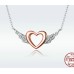Heart-Shaped Necklace Love Wings Pendant Popular Two-Tone Plated Charm
