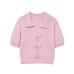 Collar Bow Tie Belted Versatile Short Sleeve Knit Top Collar Bow Tie Belted Versatile Short Sleeve Knit Top