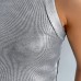 Future Sense Silver Knit Tank Top Women's Fitted Fashion Crew Neck Top  Cross-border Women's Clothing
