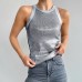 Future Sense Silver Knit Tank Top Women's Fitted Fashion Crew Neck Top  Cross-border Women's Clothing