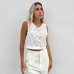 Hollow Out Lace Tank Top Women's Short White V-Neck Sleeveless Top Women's Clothing