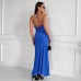 Street Style Sexy Halter Neck Strapless Dress Women's  Satin Backless Mermaid Maxi Dress