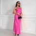 Street Style Sexy Halter Neck Strapless Dress Women's  Satin Backless Mermaid Maxi Dress
