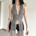 Hanging neck one-piece slim fit versatile irregular top