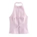 Women's Clothing INS Internet Celebrity European and American Style Halter Top Short Crop Tank Top Bow Decoration Women's Clothing INS Internet Celebrity European and American Style Halter Top Short Crop Tank Top Bow Decoration
