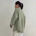 Minimalist Commuting Green Lapel Jacket for Women  Loose Mid-Length Coat