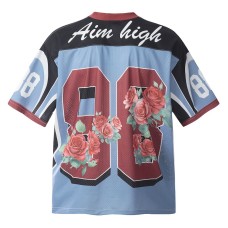 Original Unique Rose Floral Digital Print Breathable Mesh Short Sleeve