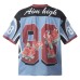 Original Unique Rose Floral Digital Print Breathable Mesh Short Sleeve