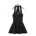 Square Neck Red Strap Waist-Cinching Slimming Mini Dress