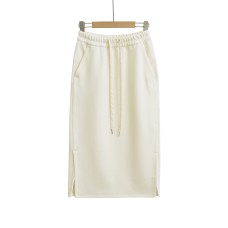 Drawstring elastic waist sag feeling side slit straight tube skirt sports skirt