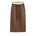 Drawstring elastic waist sag feeling side slit straight tube skirt sports skirt