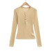 Round Neck Single Breasted Lace Long Sleeve top
