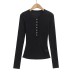 Round Neck Single Breasted Lace Long Sleeve top