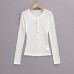 Round Neck Single Breasted Lace Long Sleeve top