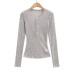 Round Neck Single Breasted Lace Long Sleeve top