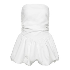 Solid color sleeveless backless pleated strapless versatile top for women