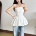 Solid color sleeveless backless pleated strapless versatile top for women