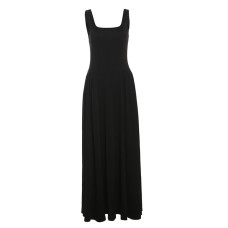 Square collar waist cinching slim fit casual sleeveless jumpsuit long skirt