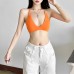 Hollow neck hanging solid color sexy spicy girl chest wrapped top