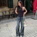 Versatile temperament hot girl backless sleeveless hanging neck waist top