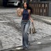 Versatile temperament hot girl backless sleeveless hanging neck waist top
