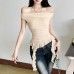 Tailored irregular ribbon floral one shoulder women's clothing