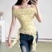 Tailored irregular ribbon floral one shoulder women's clothing