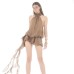 Irregular backless waist cinched short skirt women's clothing