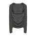 Style Unique Low-Cut Square Neck Striped Top for Women