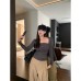Style Unique Low-Cut Square Neck Striped Top for Women