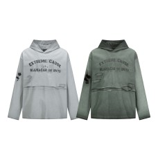 Retro Washed Distressed Hole Letter Print Hoodie Unisex Loose Casual Sweatshirt