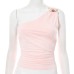 Sexy One-Shoulder Crop Top Tee fStyle Summer Single Shoulder Navel-Baring Backless T-Shirt Top