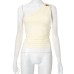 Sexy One-Shoulder Crop Top Tee fStyle Summer Single Shoulder Navel-Baring Backless T-Shirt Top